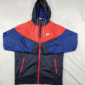 Nike Sportswear Windrunner Men's Hooded Jacket Size Small Red Blue Black